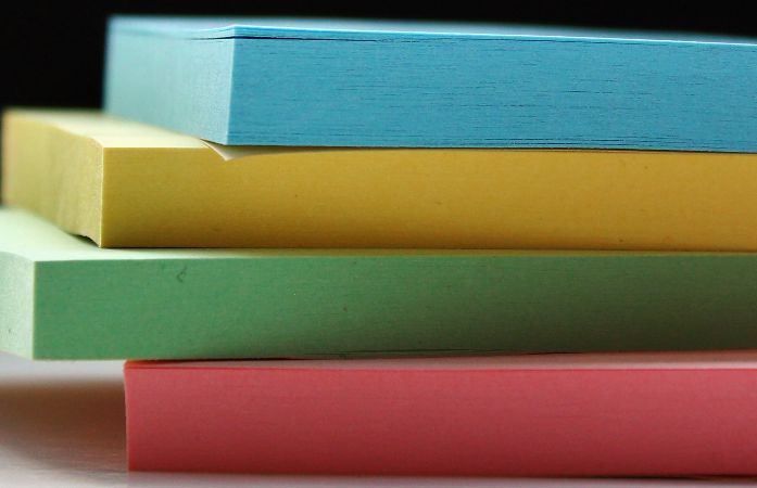  Stacks of colored paper